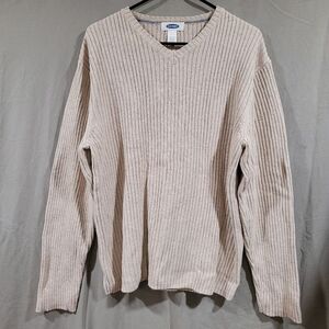 Old Navy size mens Large tan ribbed v neck long sleeve sweatshirt